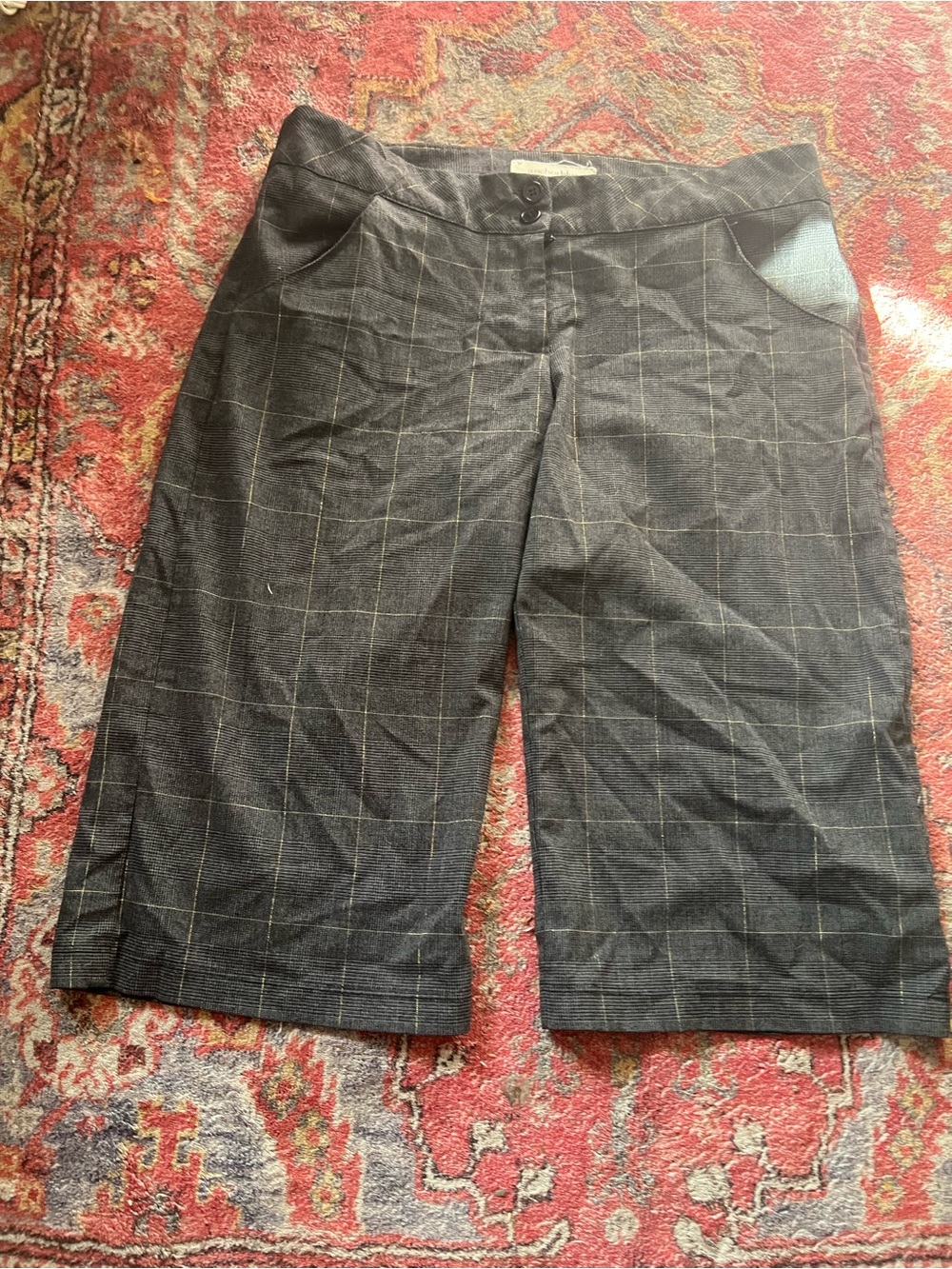 Windowpane Pattern Bermuda Shorts - Dark Gray